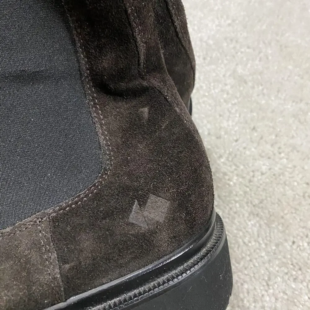 Koio Chelsea Boots Mens Size 11 Brown Suede Lug Sole Made Italy Ankle Pull On